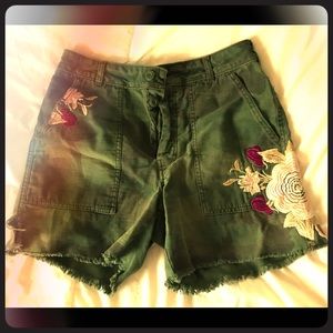 Free People Scout Camo Embroidered Shorts